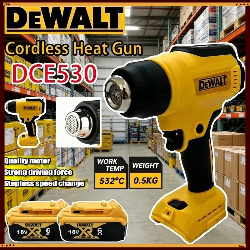 

Термофен DEWALT DCE530 300 Вт, беспроводной, высокомощный, для сварки и термоусадочной упаковки, совместимый инструмент