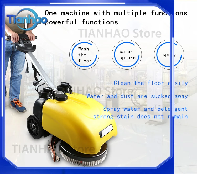 Floor Scrubber for Push-Behind Use Wire Type Hand-Push Floor Washing Machine Small Floor Washer