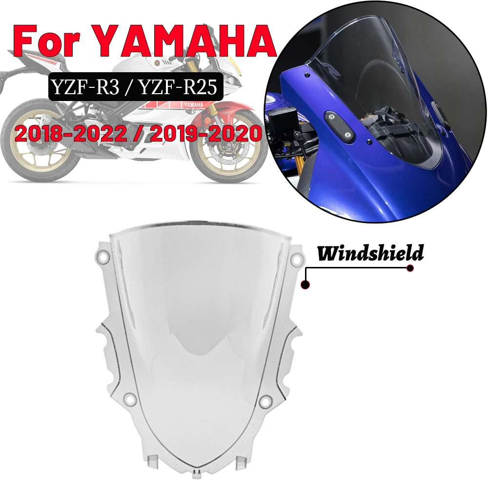 

MTKRACING For YAMAHA YZF-R3 2018-2022 YZF-R25 2019-2020 Motorcycle Front Screen Windshield Fairing Windshield