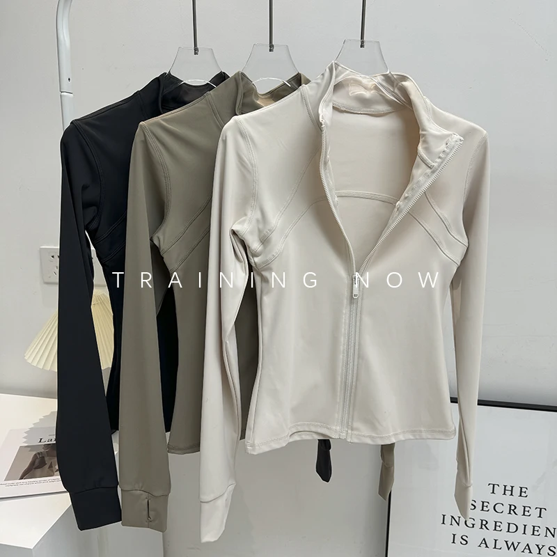 

Fitness wear jacket for women autumn and winter 2025 new tight-fitting stand-up collar yoga wear sports long-sleeved running