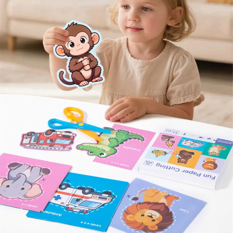 Paper Cutting Activity Set Fun DIY Cards Making Scissor Skills Activity for Beginners Boys and Girls Child Parties Preschool