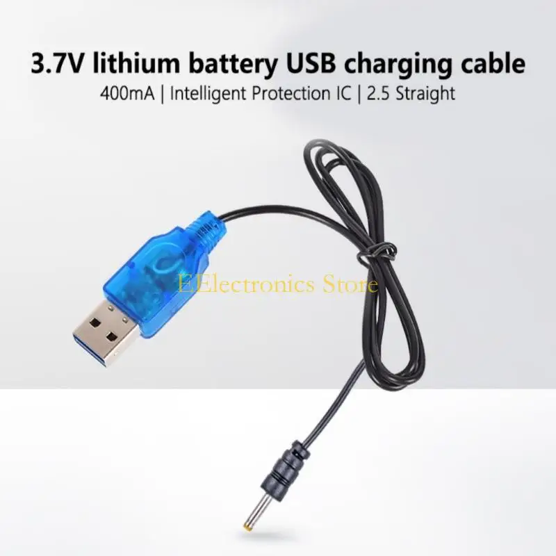 B03C USB Power Cable USB to DC3.7V Power Cord USB to DC2.5mm Cable for Lithium Battery Charging in RCVehicles LED Indicators