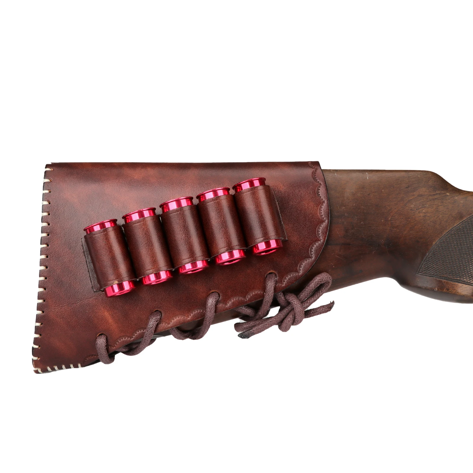 Tourbon Hunting Accessories Genuine Leather Rifle Gun Butt Stock Cheek Rest 12 Gauge Ammo Shells Cartridges Recoil Pad