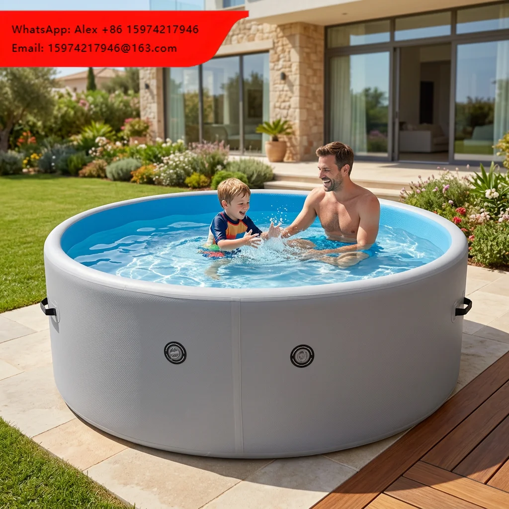 Custom Round PVC Inflatable Swimming Pool For Family Outdoor Fun, Foldable Eco-Friendly Blow Up Pool