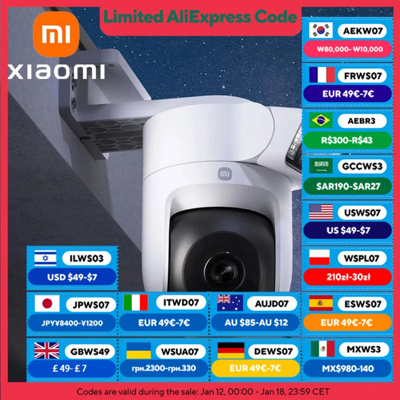 XIAOMI Nuova telecamera esterna 4 Versione doppia fotocamera, 360 °   5MP 3K, allarme visivo flessibile, audio bidirezionale, IP66, versione cinese con adattatore