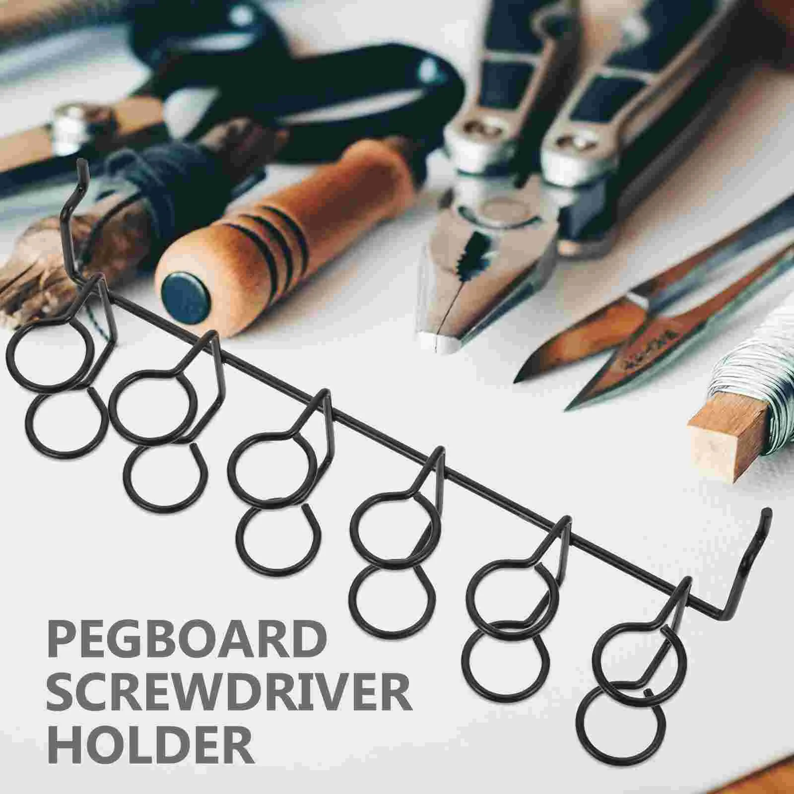 2 Pcs Pegboard Screwdriver Holder Multi-ring Tool Holders Bracket Hooks for Iron Pegs Organizer