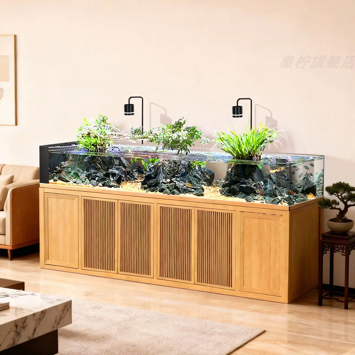 CX New Chinese Stream Tank New Living Room Company Minimalist Air Ecological Bottom Filter Integrated  Fish Tank
