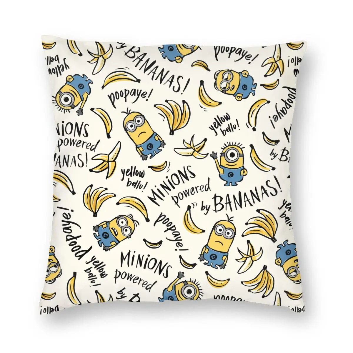 S-Minions Team Cartoon Banana Pillowcase Printed Polyester Cushion Cover Decor Throw Pillow Case Cover Car Zipper 45X45cm