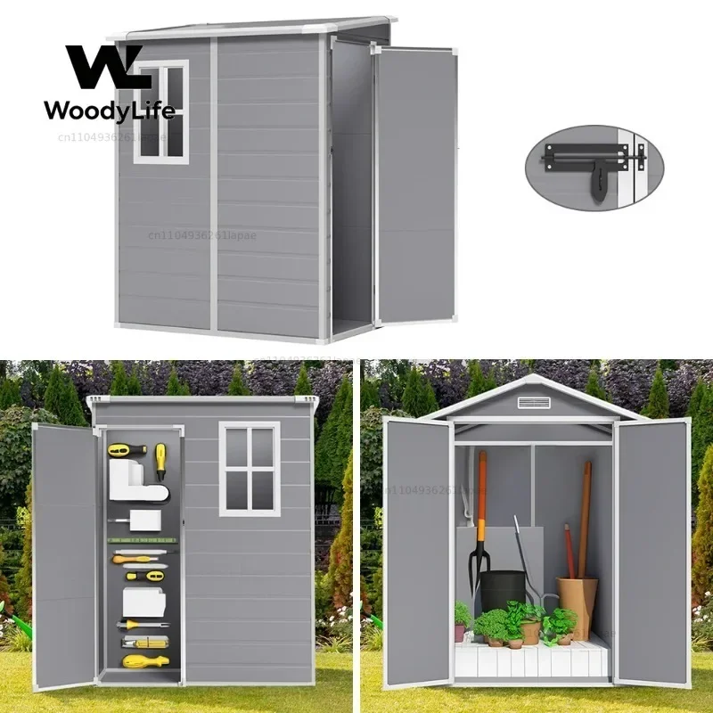 Plastic Outdoor Garden Shed Storage Shed with Locking Door, Vents, Storage Space for Bicycles and Gardening Tools