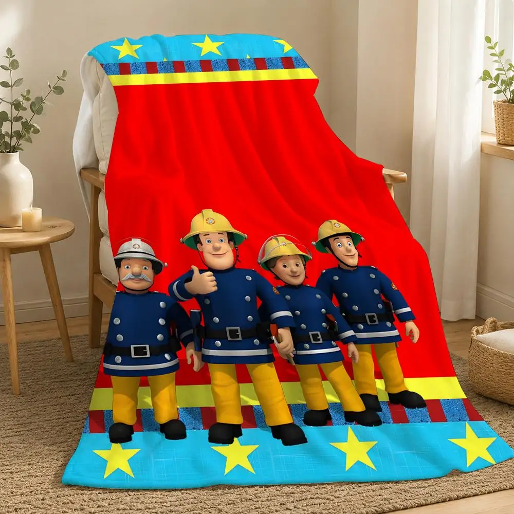 Cartoon Firemans Sams Throw 240g flannel blanket, suitable for sofas, beds, offices,  exquisite gift blankets
