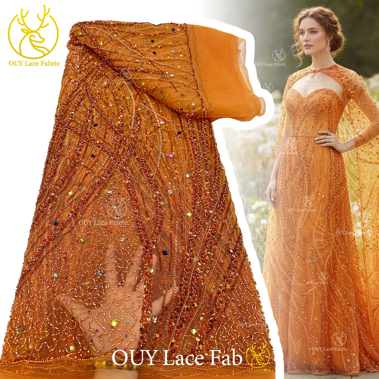 

Французское кружево из тюля ручной работы с бисером, высококачественная африканская кружевная ткань 2026, нигерийское кружево с пайетками для свадебного шитья