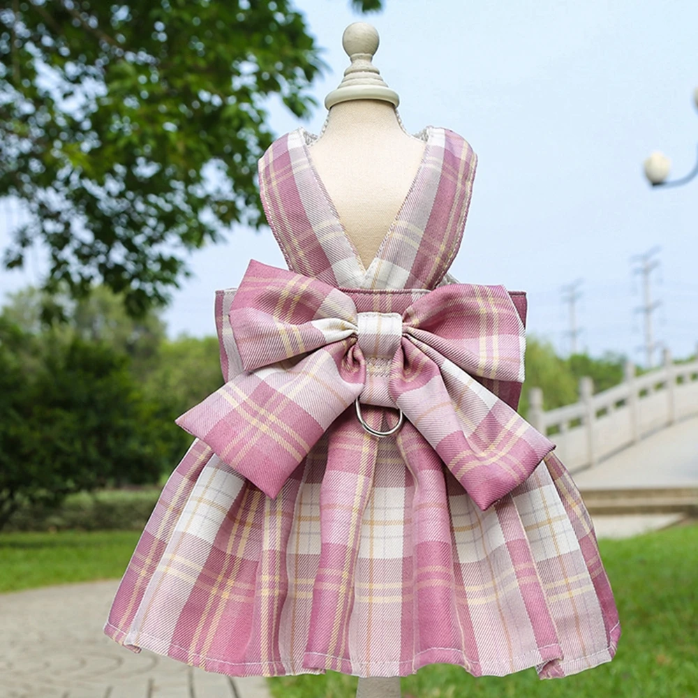 Dog Harness Dress Leash With Bowknot Dog Collar Skirt Cute Princess Tutu Skirt Cat Puppy Clothes Suspenders Vest Pet Clothes