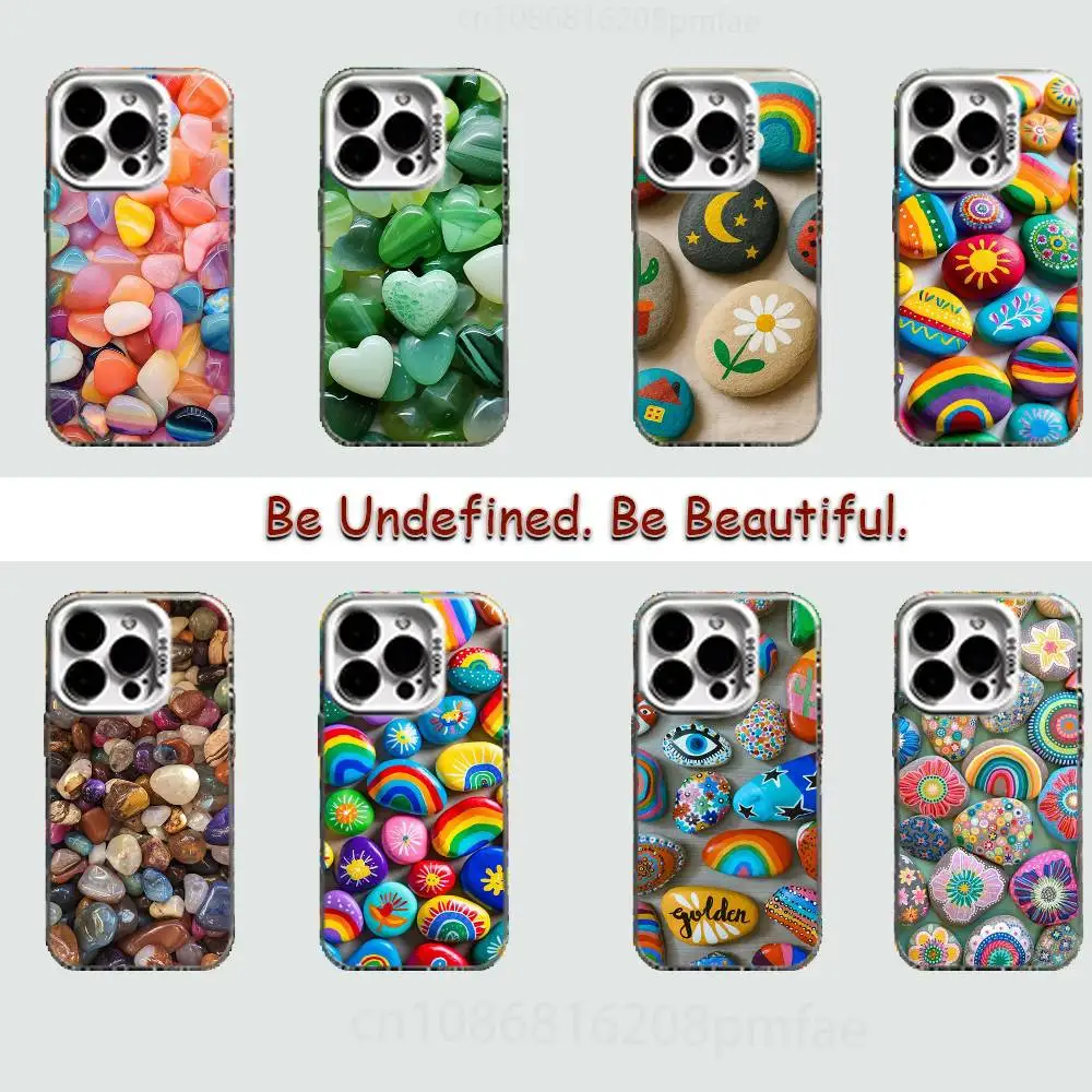 

Vibrant stones White Shockproof Phone Case For iPhone 17,16,15,14,13,12,11,Pro,XS,Max,Plus,Mini,SE