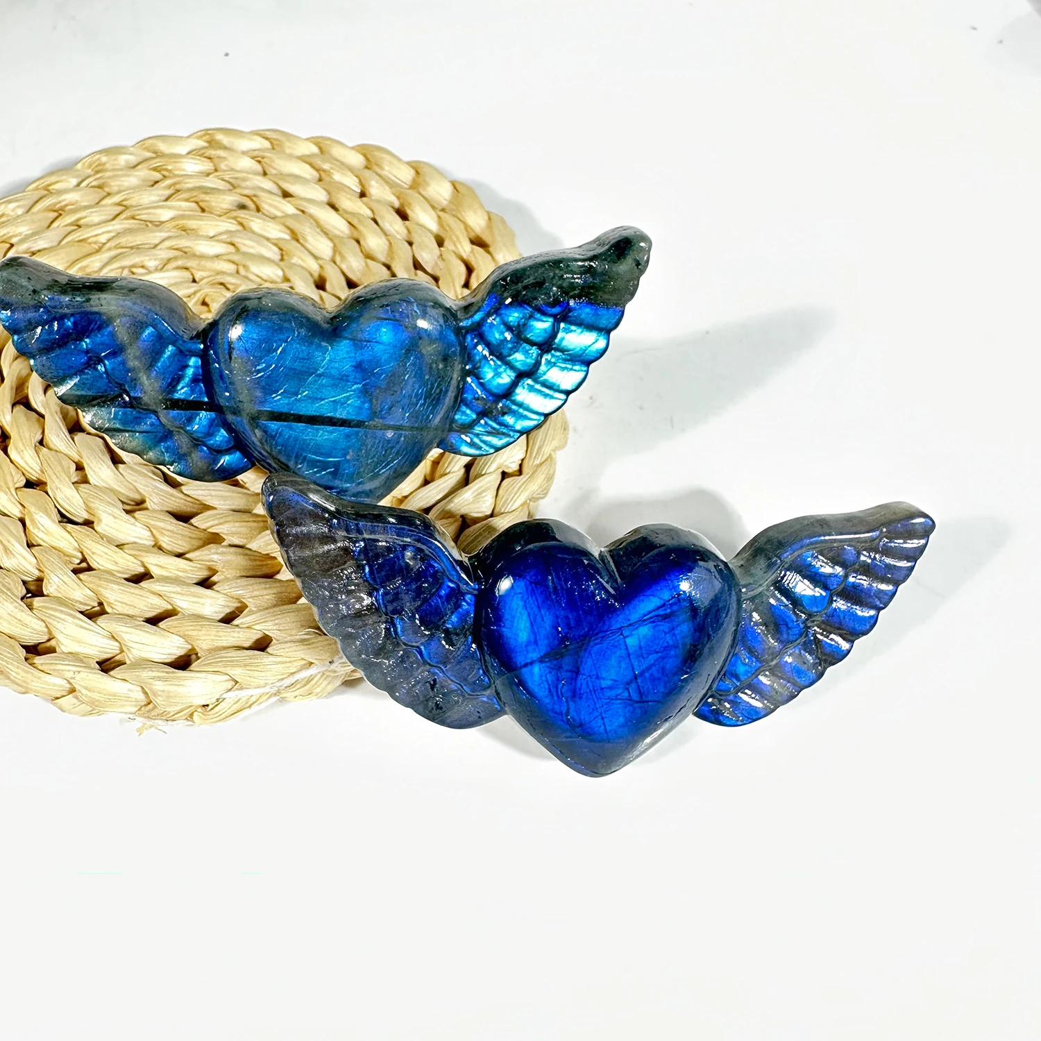 1pc Labradorite Love Wings,Valentine Gift, Crystal Gift, Home Decor, Healing Stone, Glitter Natural Labradorite Double Sided