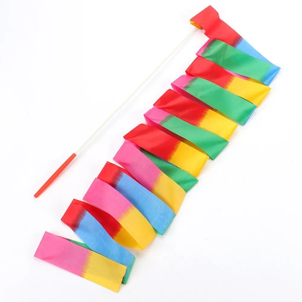 

Creative 4 Meters Artistic Gymnastics Ribbon Colorful with Rod Ballet Streamer Rainbow Stick Outdoor Sport