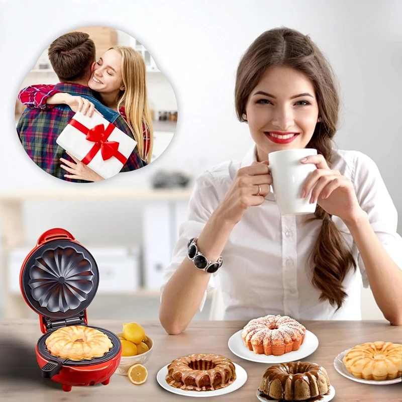 Mini Cake Maker   Double-Sided Heating Portable Bundts Cake Maker  Electric Cupcake Maker For Breakfast Snacks EU Plug