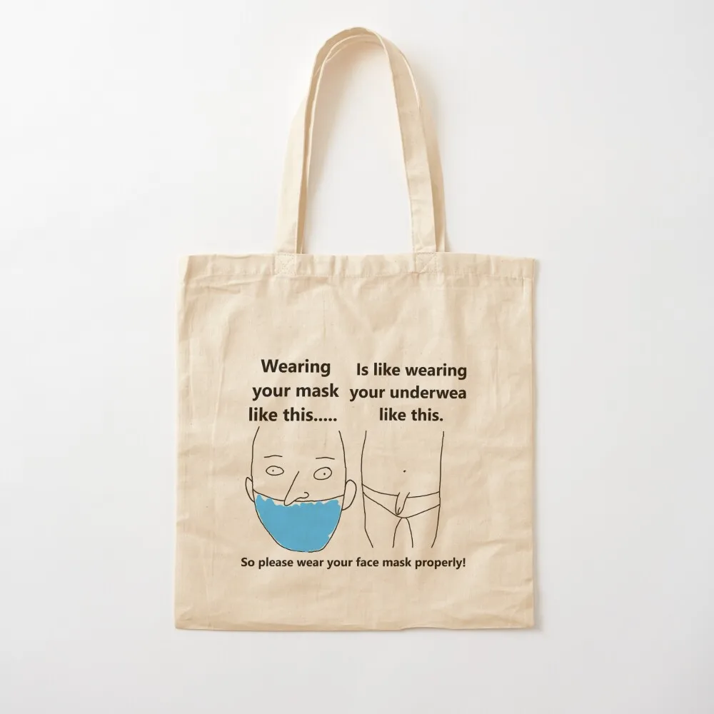 Wear your mask properly meme Tote Bag shopping cart bags shopping bag logo Lady bag foldable reusable
