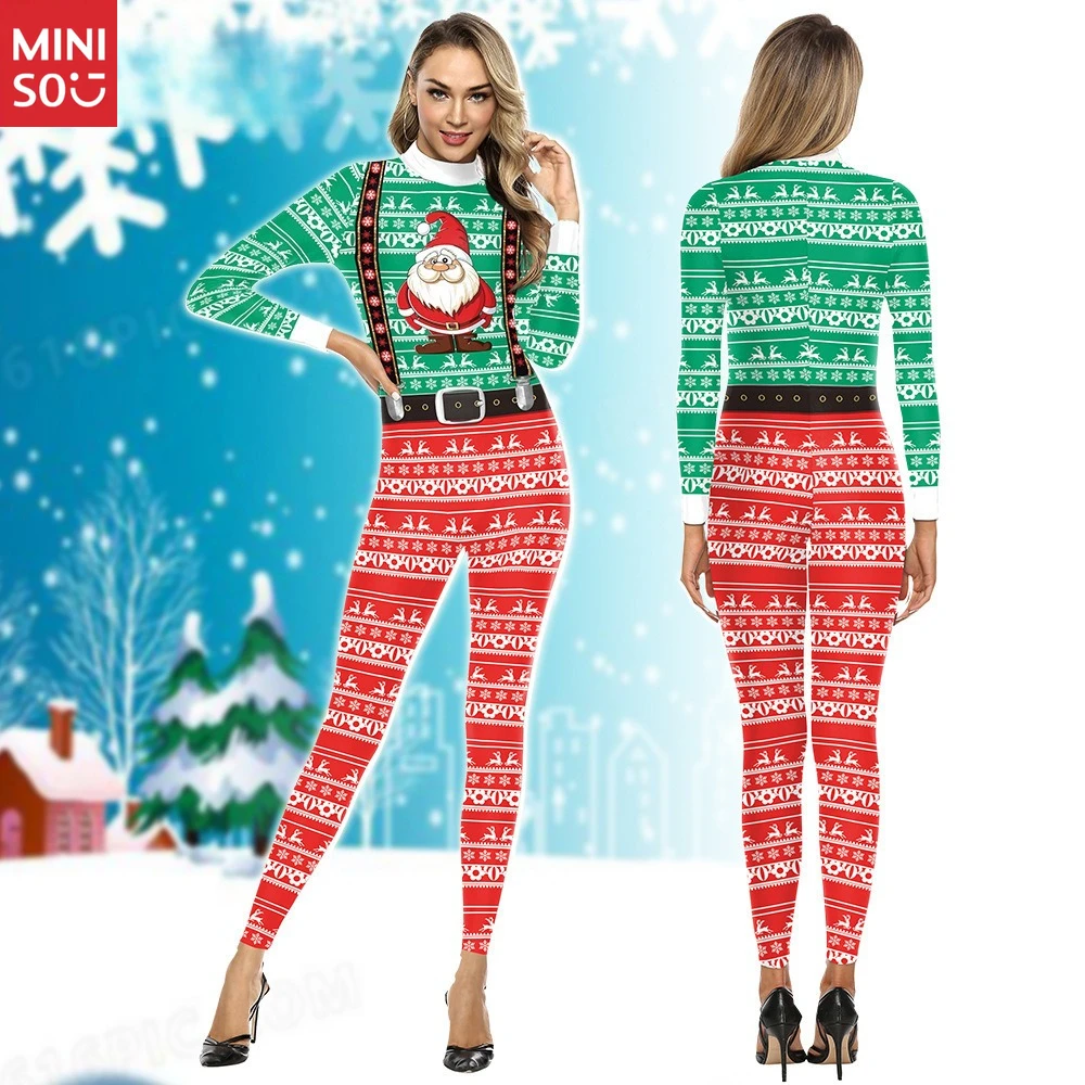 

Miniso Santa Claus & Reindeer Bodysuit for Women | Festive Performance Wear, Long Sleeve Catsuit