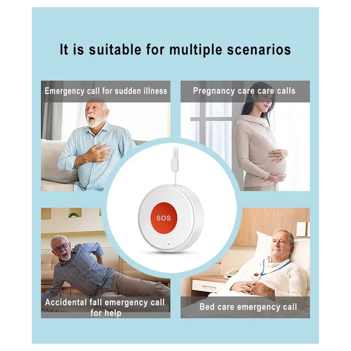 AT42 Mini Tuya WIFI Elderly SOS Button Waterproof Emergency Panic Sensor Alert Push to Mobile Home Automation Security System