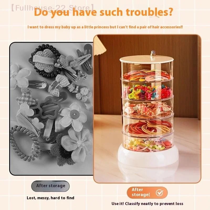 【MAX-22】3/4/5-Layer Rotating Jewelry Organizer - Plastic Multi-Tier Storage Box, Transparent Hair Ring Display