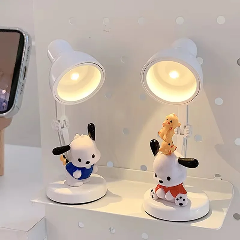 Kawaii Sanrrio Pochacco Mini Nightlight Atmosphere Lamp Stereo Doll Magnet Ins Simple Led Small Desk Lamp Table Lamp Toys Gift