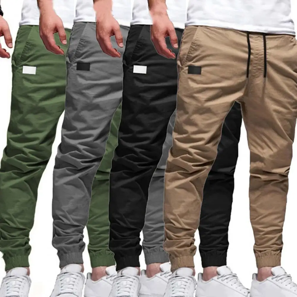 

Training Slacks Fashion Ankle Tied Slim Fitness Pants Skin-friendly Men Pants