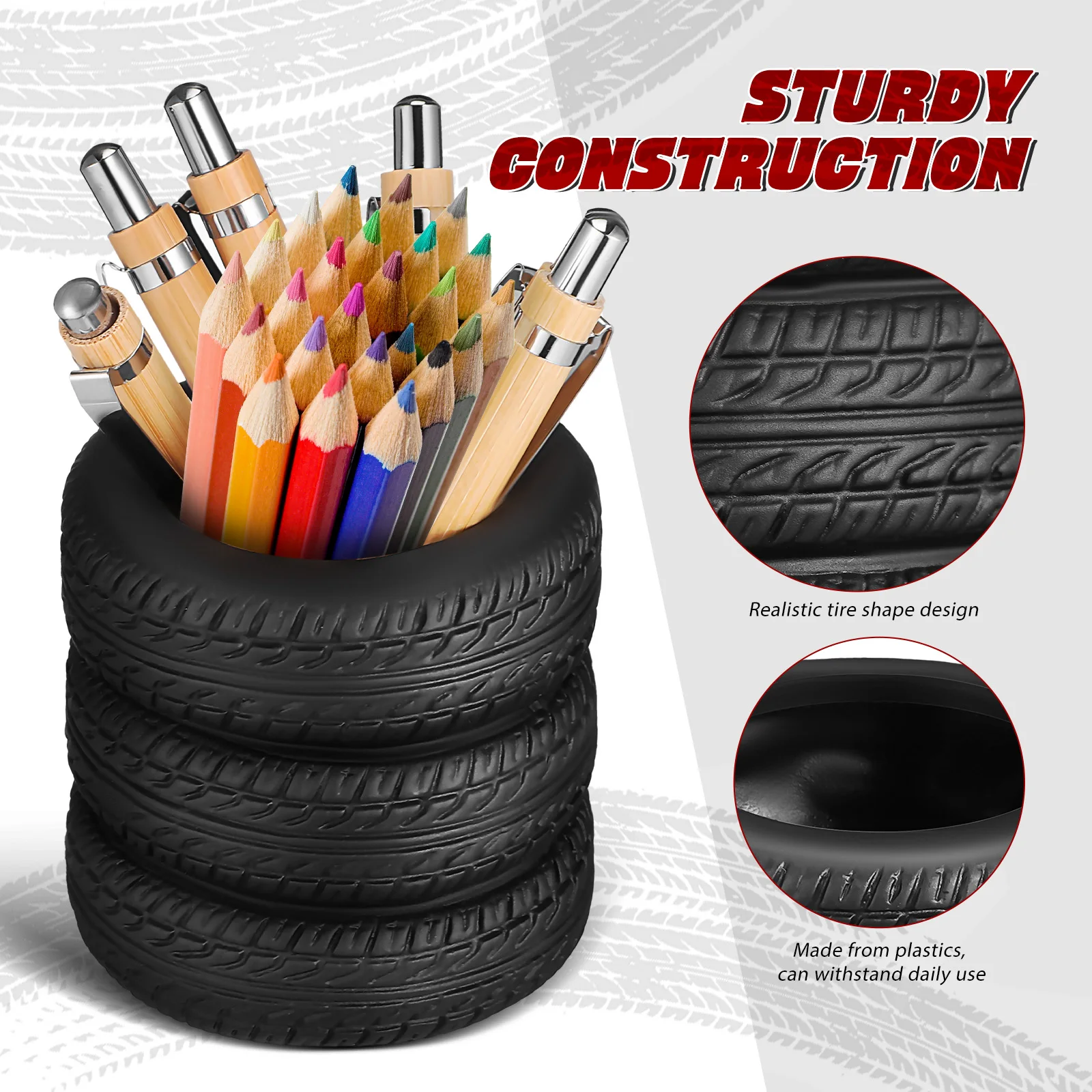 

Tire Shape Pen Holder Pencil Cup Desk Organizer For Pen Pencils Makeup Brushes Office Supplies Desktop Stationery Storage Holder