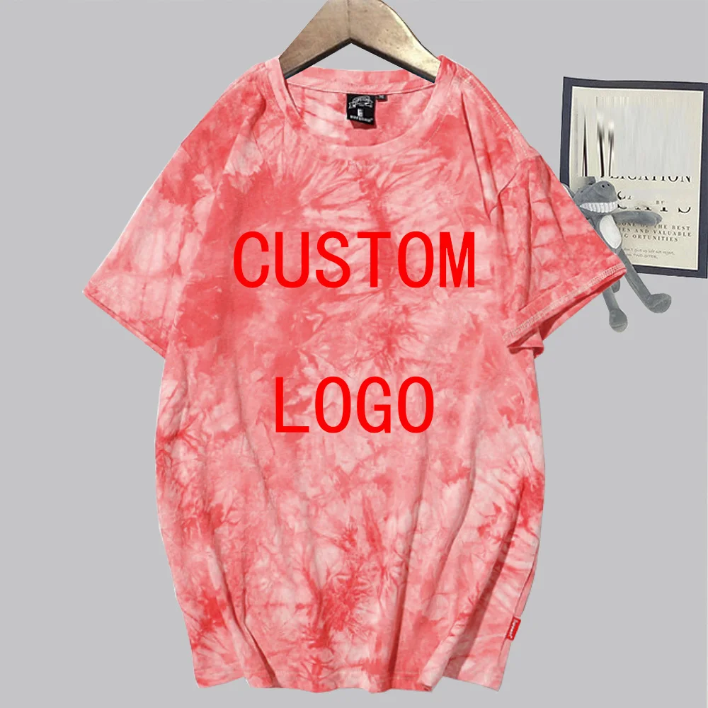 Men Women Custom Tie Dye Shirt O-Neck Short Sleeve Casual Summer Tops