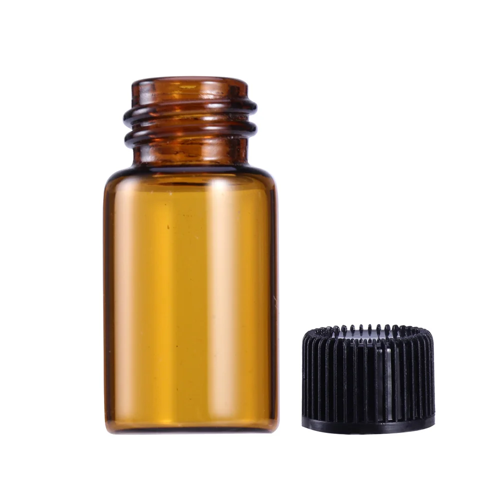 10 個 3 ミリリットルダークブラウンミニボトルエッセンシャルオイル香水化学旅行便利な穀物蓋漏れ防止ガラスボトル