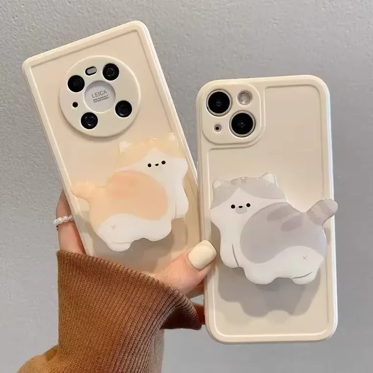 

Портативный ленивый кронштейн, креативная подушка безопасности с мультяшным котом, держатель для телефона, прозрачная клейкая эластичная подушка безопасности, универсальная подставка, подарок