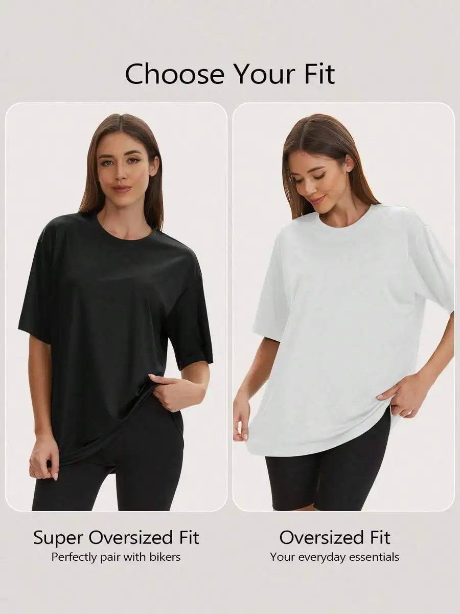 

Oversized T-Shirts For Women Loose Fit Crew Neck Workout Tees Quick Dry Breathable