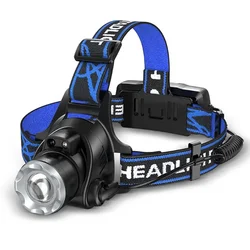 High power LED Headlamp Fishing Headlight 3 Modes Zoomable Waterproof Super bright camping light Powered by 2x18650 batteries