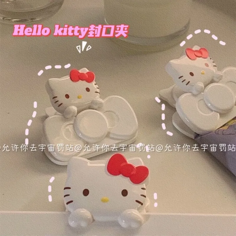 

2pcs Kawaii Sanrio Ins Hello Kitty Sealing Clip Cute Cartoon Food Snacks Magnetic Refrigerator Magnets Clip Gifts for Girls