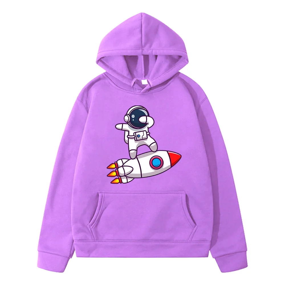 Astronaut Rockets Pattern Sweatshirts Cute Cartoon Teens Pullovers Children's Clothing Anime Hoodies for Kids Boys Outerwear 90s