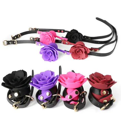 New Couples Flower Gag Silicone Breathable Rose Ball Gag Bondage Flower Open Mouth Gags Oral Fixation BDSM Adult Games Sex Toys