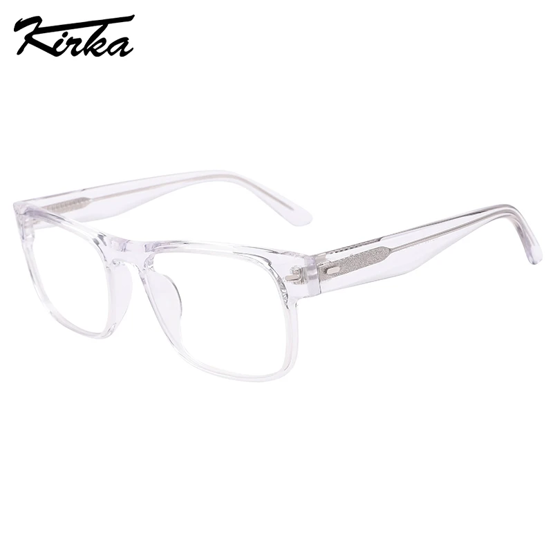 

Kirka Unisex Eyewear Acetate Flat Transparent Rectangle Frame Optical Prescription Glasses Wide Temple 4 Colors WD1381