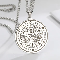 Dawapara Enochian Seal Necklace Magic Talisman Archangels Pendant Stainless Steel Vintage Protection Amulet Jewelry