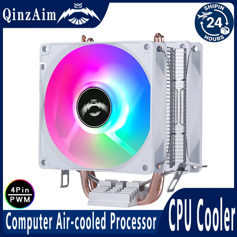 QiuzAim CPU Cooler Fan 4Pin/PWM 2 Heat Pipe Processor Efficient Air-Cooled install LGA115x 1200 1700 2011 2066 x79 x99 AM4 i3 i5