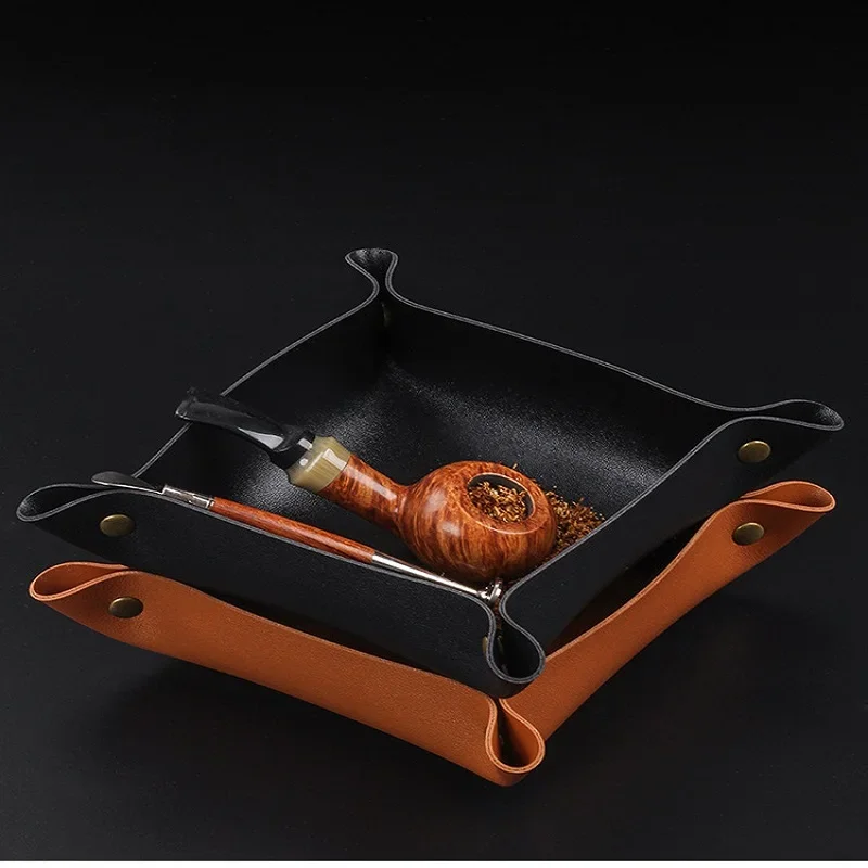 R&R Portable Foldable PU Leather Tobacco Dry Herb Tray Rolling Paper Smoking Pipe Storage Box Smoking Accessories Cool Gadgets