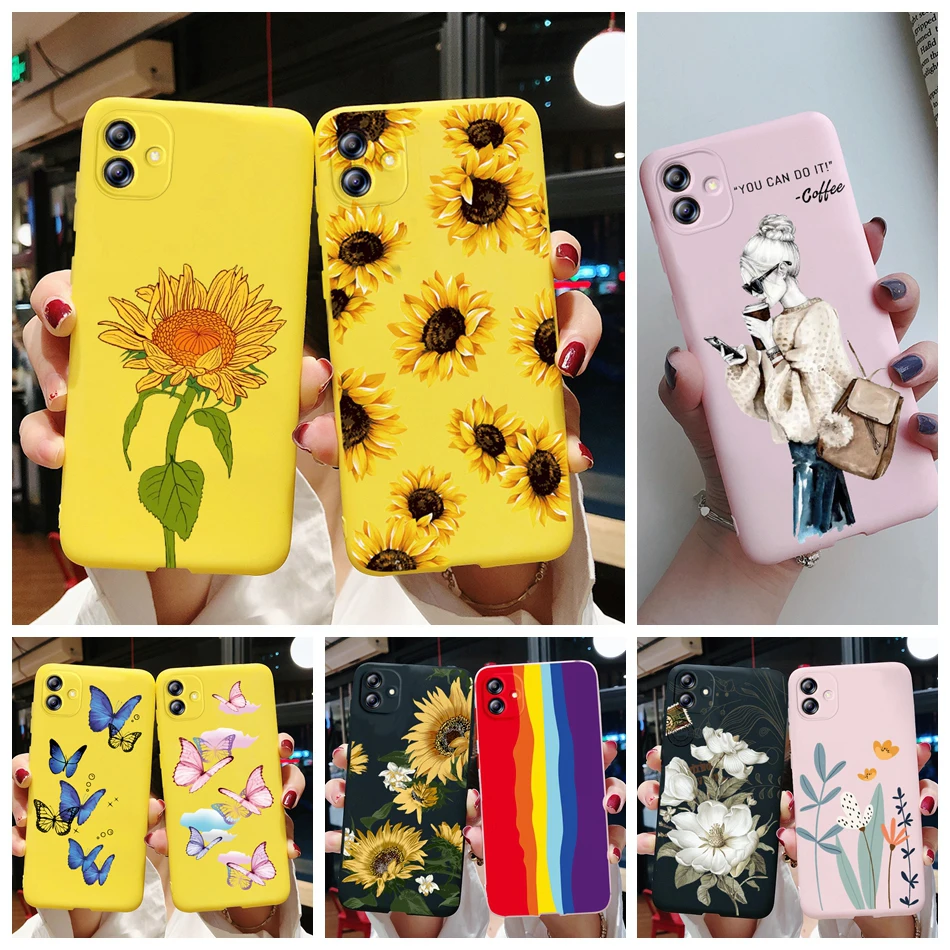 Phone Case For Samsung Galaxy A04 A04e M04 A0 4e M 04 Silicone Soft TPU Fashion Flower Girl Back Cover For Samsung A 04 e Fundas