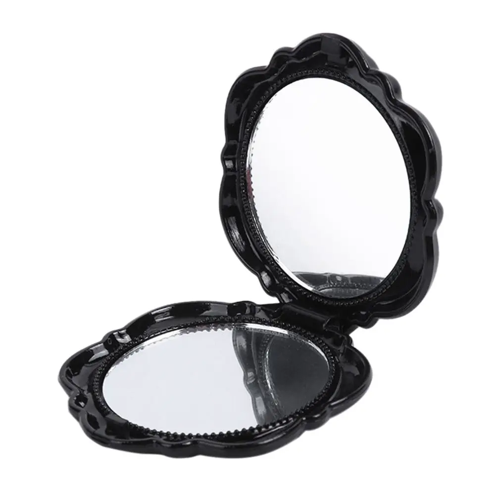 Double-Sided Rose Flower Makeup Mirror Handheld Round Shape Mini Pocket Mirror Convenient Cosmetic Mirror Travel Beauty Tool