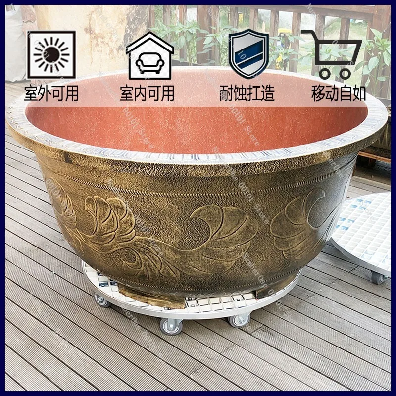 Outdoor Movable Flowerpot Tray with Universal Wheels,Large Circular Plant Base Stand,Garden Roller Tray Flower Boxes Fish Tanks