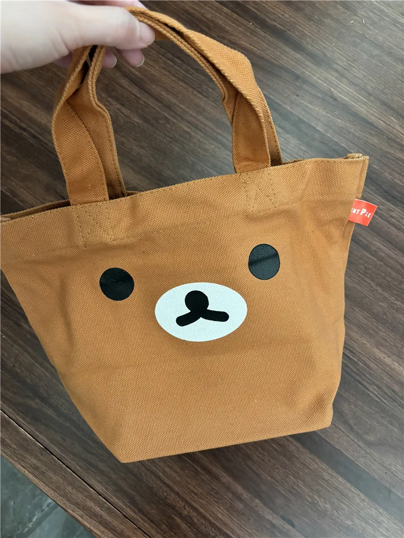 New Kawaii Rilakkuma Bear Kids Canvas Handbags Tote Bag Woman Lunch Bags  For Children