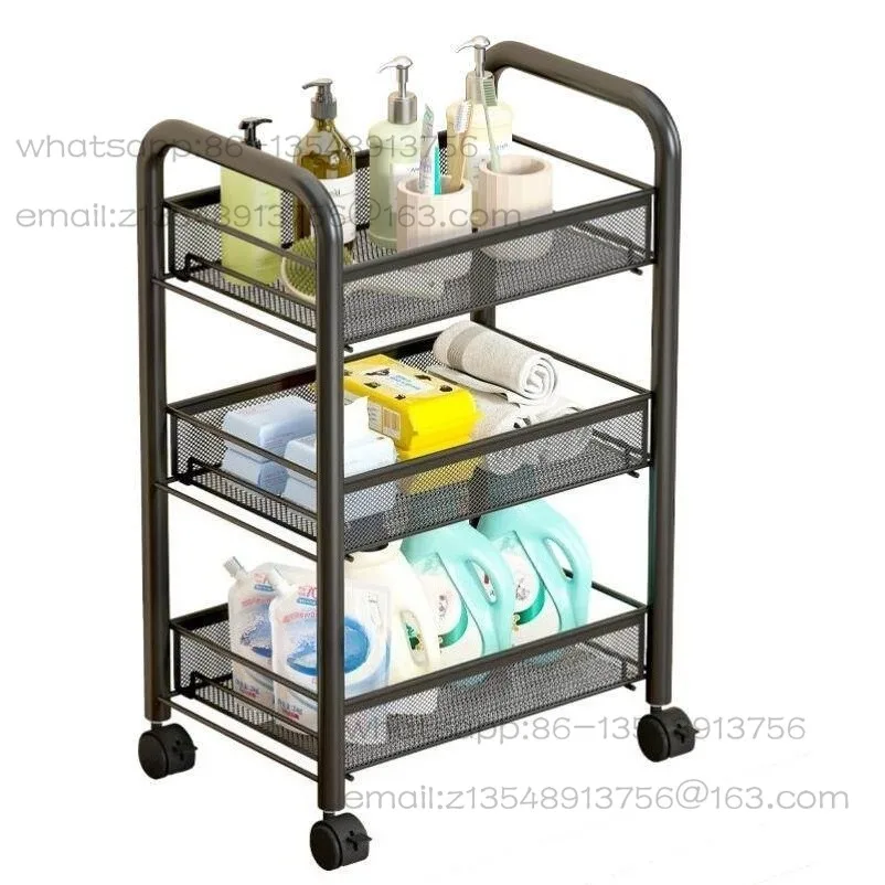 Kitchen rack Floor-to-ceiling multi-layer removable household trolley Vegetable basket storage storage rack