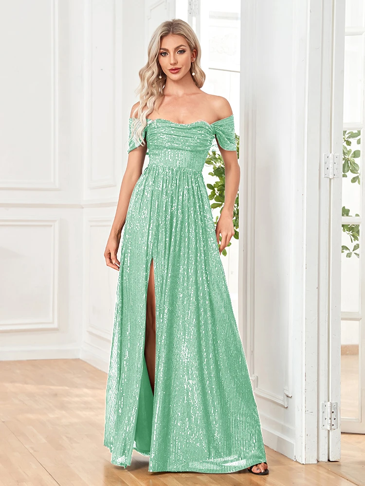 Elegancka Zielona Sukienka Wieczorowa Bez Ramiączek z Cekinami, Długa, Syreni Krój, Luksusowa Suknia na Bal, Wesele, Przyjęcie Koktajlowe
