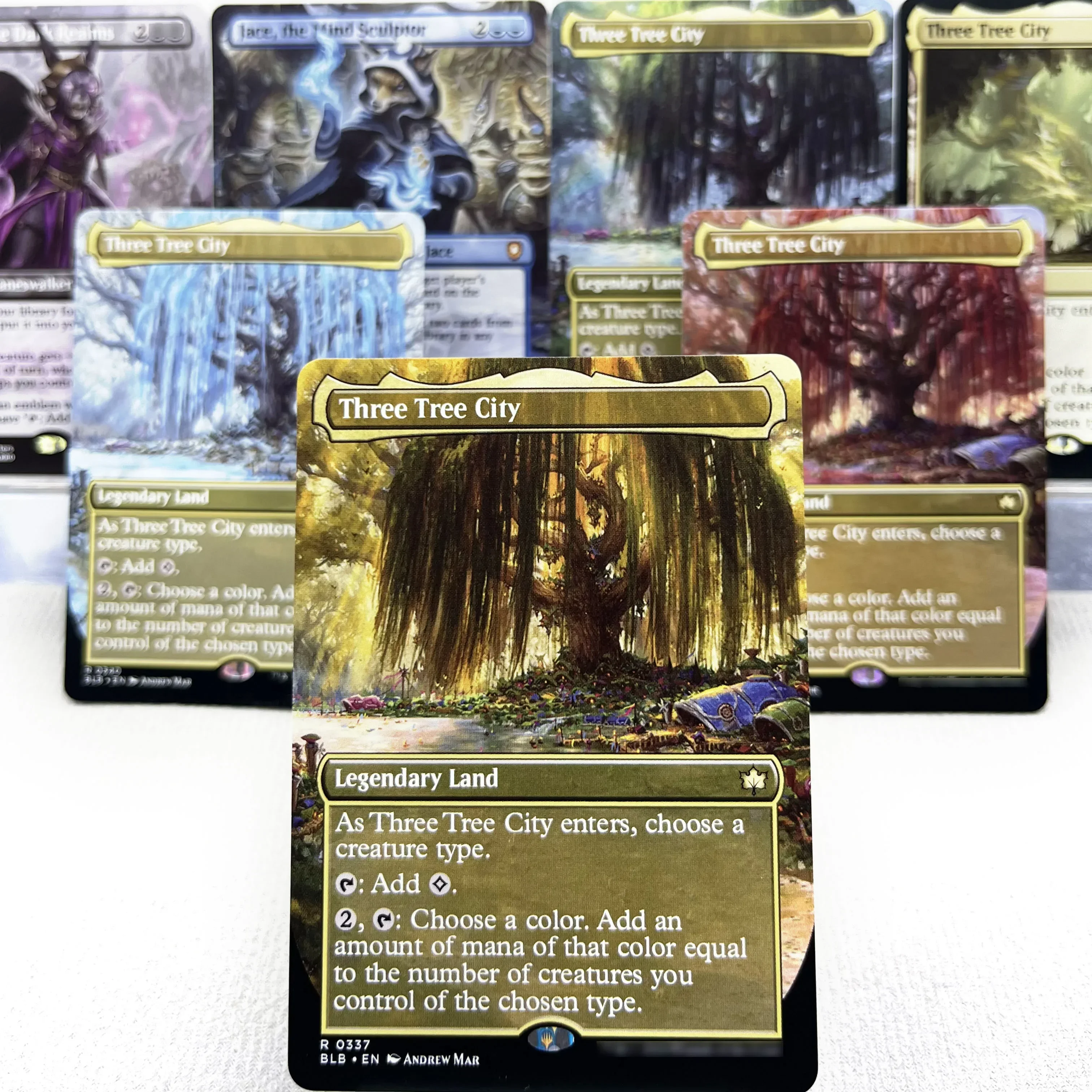 BLB BLC MH3 OTP HOLO7-I02 بطاقات Tcg proxys Magical Three Tree City Ygra، Eater of All Maha، جمع الريش الليلي