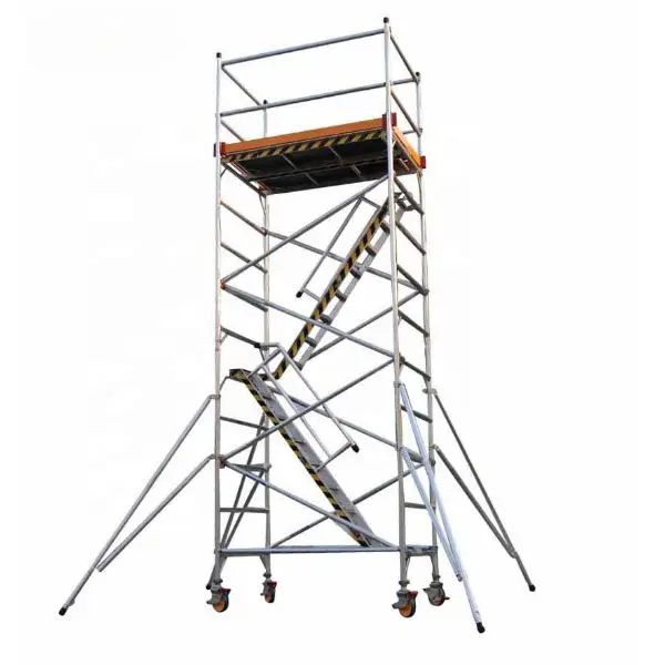 นั่งร้านอลูมิเนียมเคลื่อนที่ได้ง่ายพร้อมล้อ ชุดนั่งร้านอลูมิเนียม บันไดนั่งร้านอลูมิเนียม