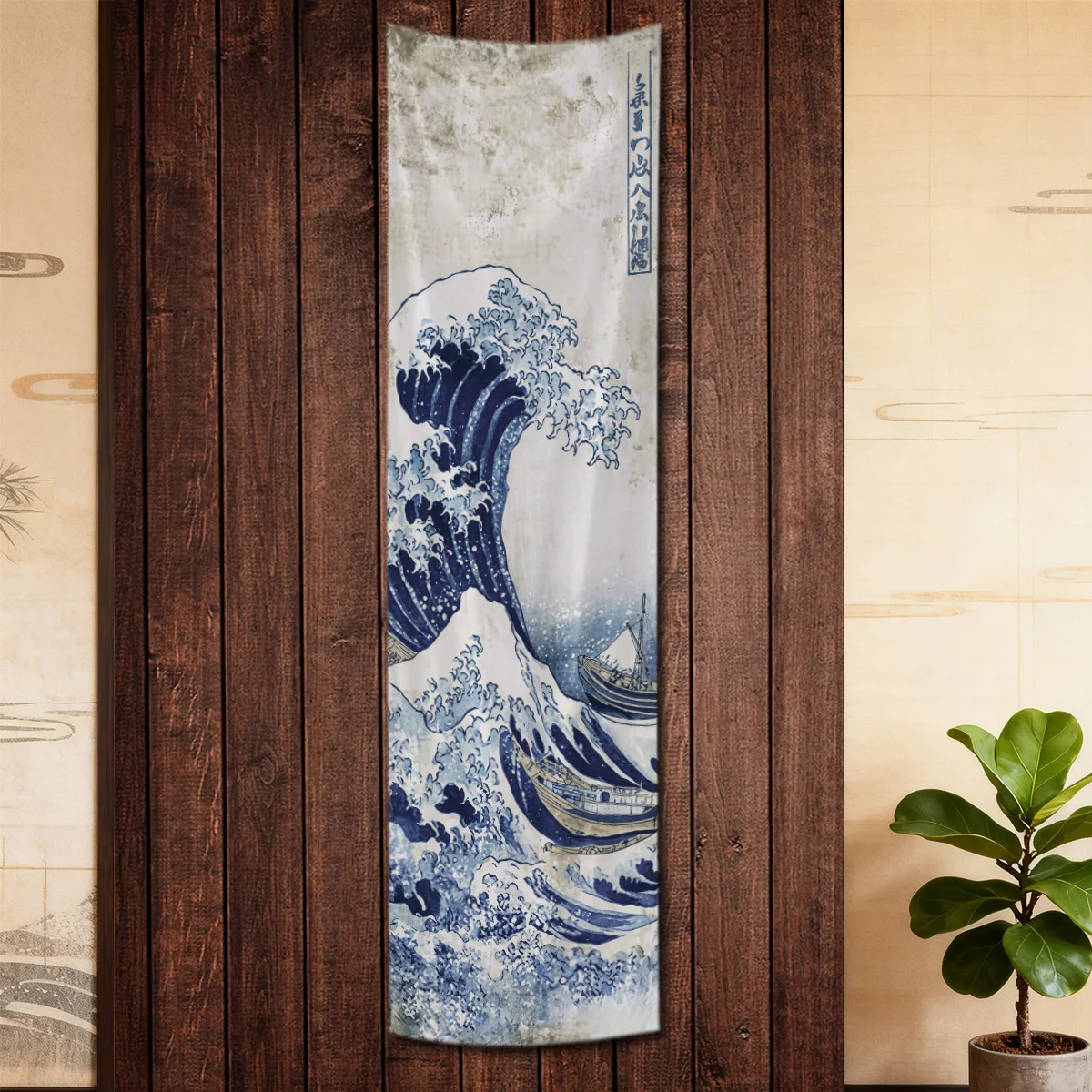 Japanese The Great Wave Red Sun Wall Art Tapestry For Living Room Bedroom Starry Night Ocean Waves & Moon Tapestry Wall Hanging
