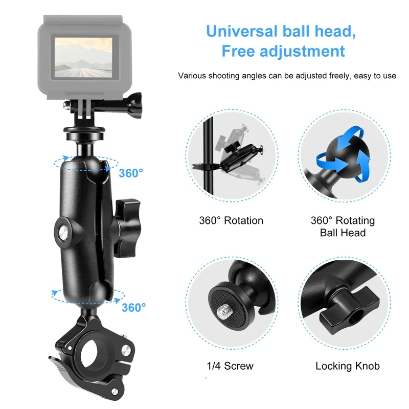 Para cámara deportiva Gopro, montaje en manillar de motocicleta/bicicleta, piezas de conducción multifuncionales y prácticas, accesorios PU909B