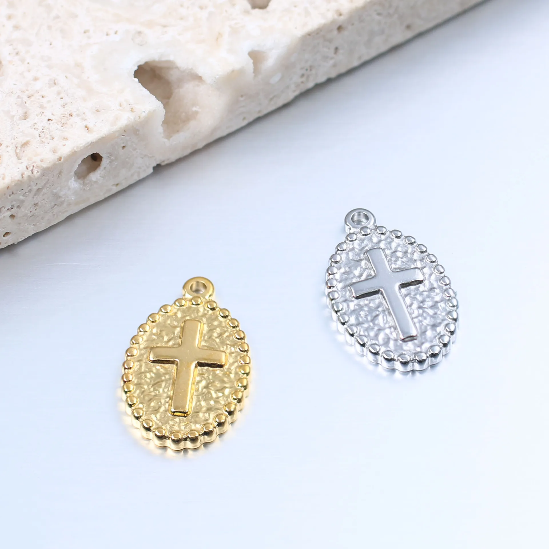 DOOYIO 3pcs/Lot Oval Jesus Crosses Stainless Steel Charms 14mm*23mm DIY Fashion Necklace Pendants Handmade Making Accessories - Image 5